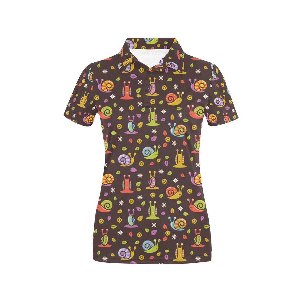 Snail Pattern Print Design 02 Women's All Over Print Polo Shirt