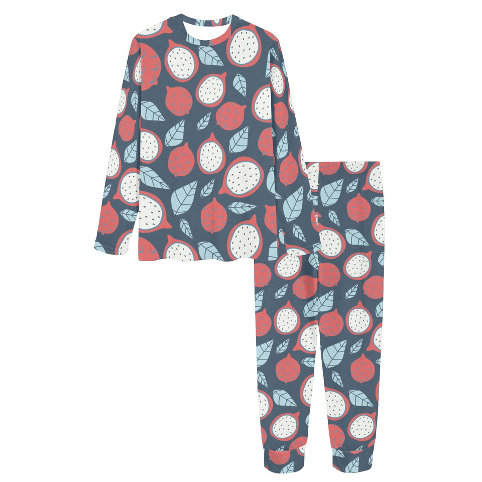 dragon fruits dark blue background Women's All Over Print Pajama Set