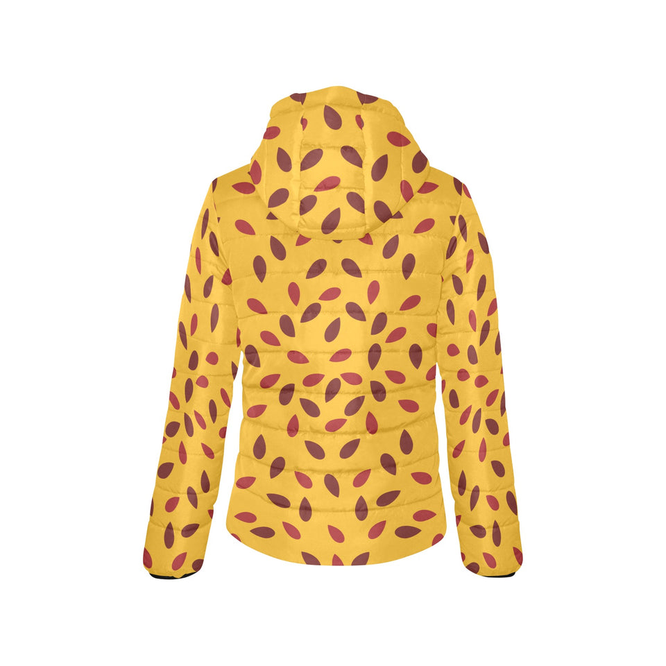 Passion fruit texture Women's Padded Hooded Jacket