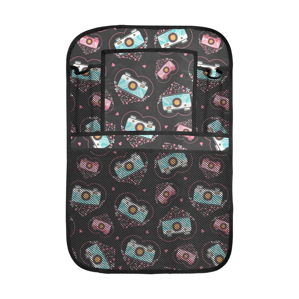 Camera Pattern Print Design 04 Car Seat Back Organizer