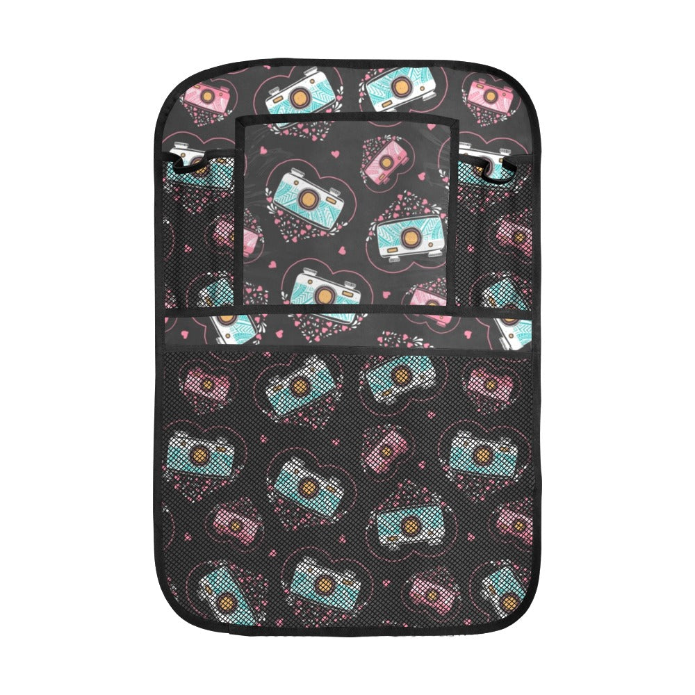 Camera Pattern Print Design 04 Car Seat Back Organizer