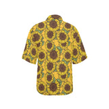 Sunflower pattern Women's All Over Print Hawaiian Shirt