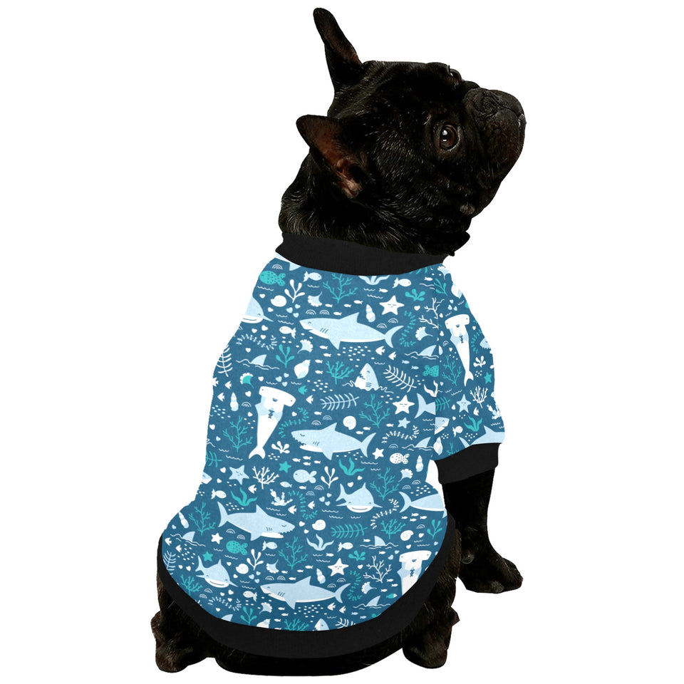 Cute shark pattern All Over Print Pet Dog Round Neck Fuzzy Shirt