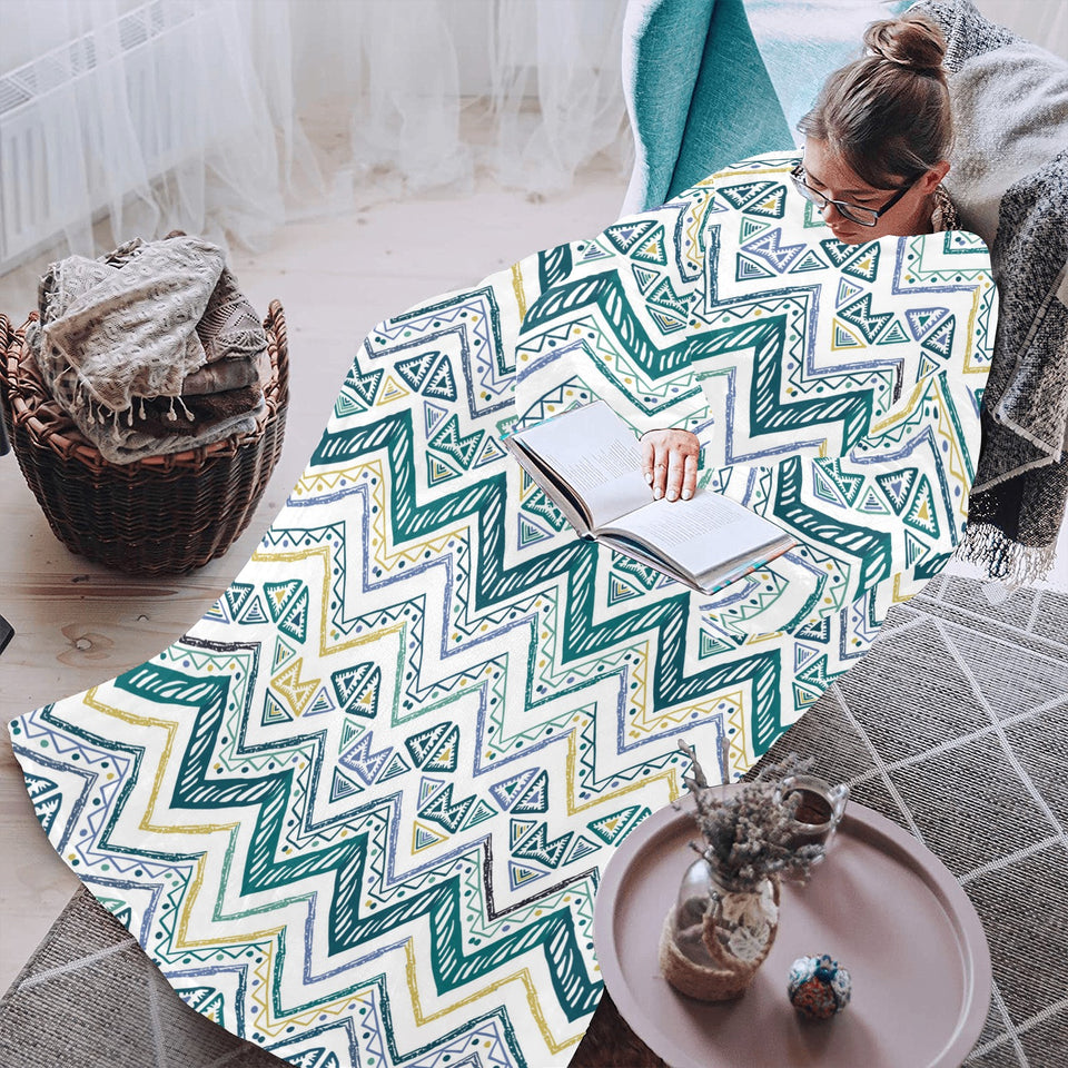 zigzag chevron paint design pattern Blanket Robe with Sleeves