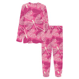 Beautiful dragonfly pink background Women's All Over Print Pajama Set