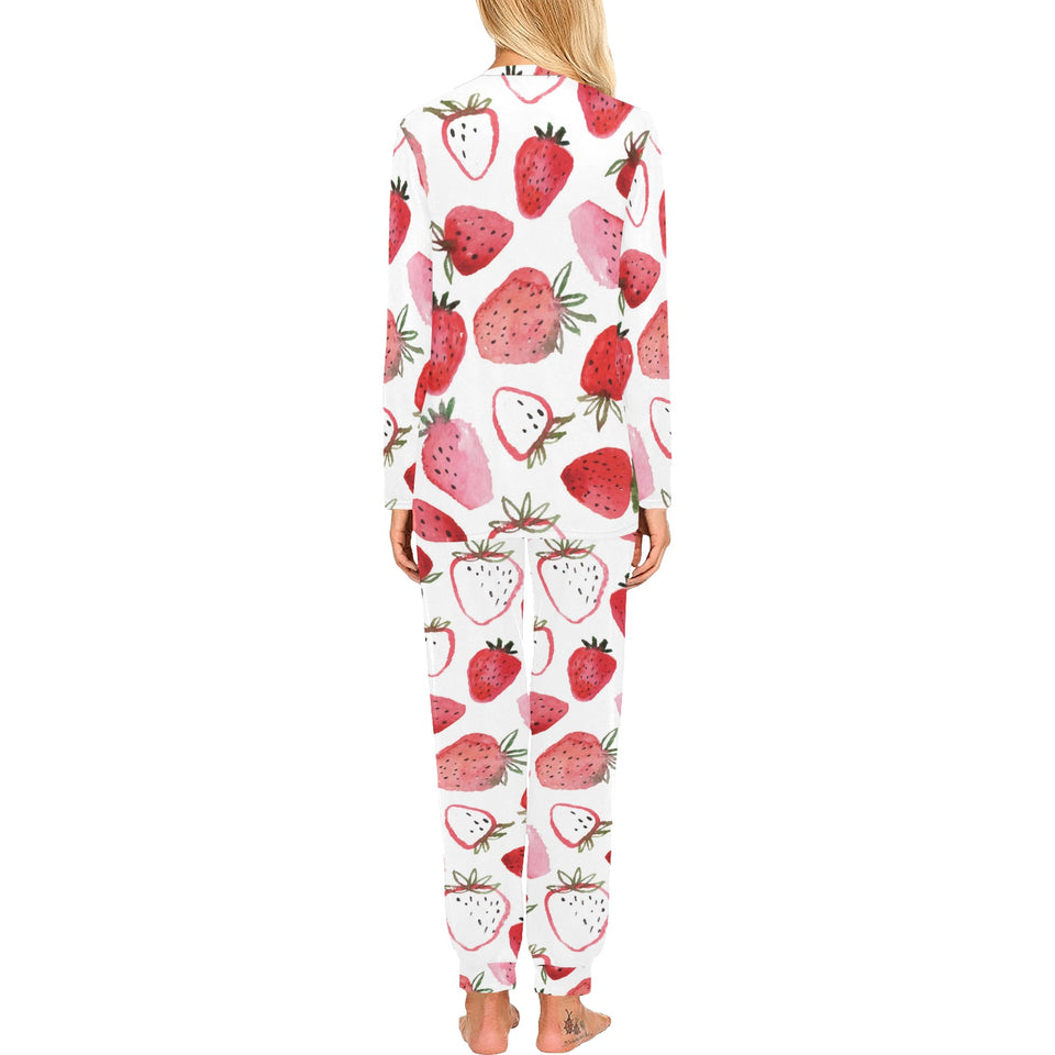watercolor hand drawn beautiful strawberry pattern Women's All Over Print Pajama Set