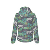 white bengal tigers tropical plant Women's Padded Hooded Jacket