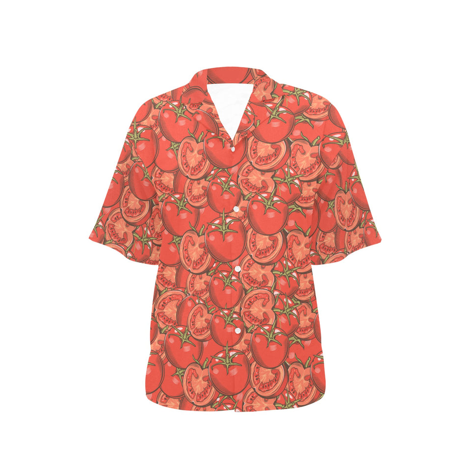 Red Tomato Pattern Women's All Over Print Hawaiian Shirt