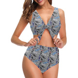 Skate Board Pattern Print Design 03 Chest Bowknot High Waisted Bikini Swimsuit