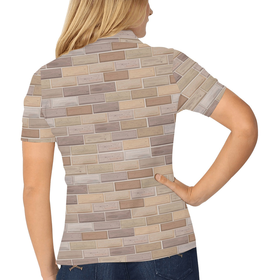 Brick Printed Pattern Print Design 01 Women's All Over Print Polo Shirt