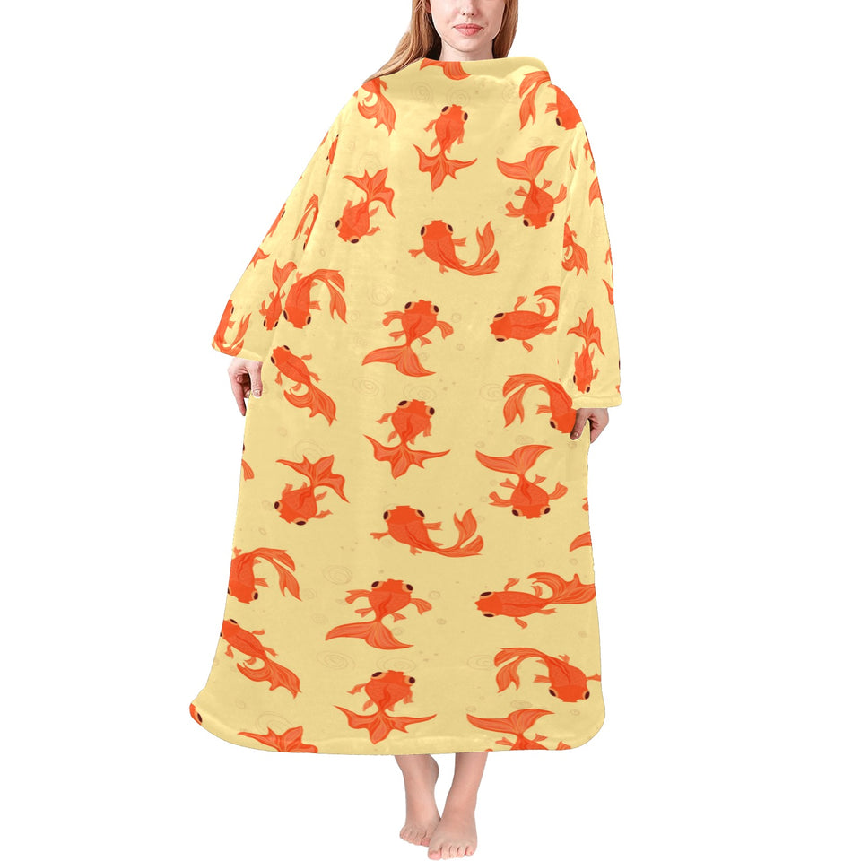 Goldfish Pattern Print Design 02 Blanket Robe with Sleeves