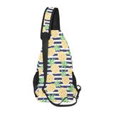 Pineapples pattern striped background All Over Print Chest Bag