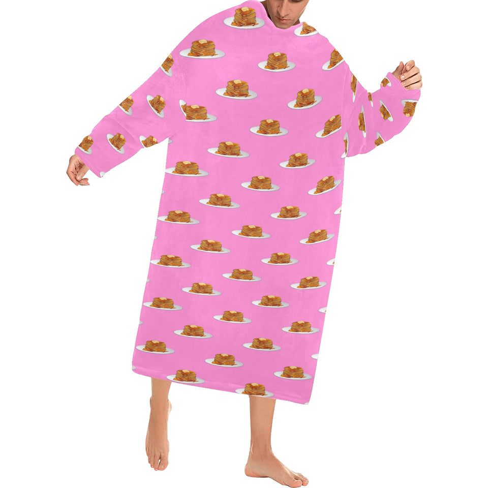 Pancake Pattern Print Design 04 Blanket Robe with Sleeves