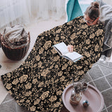 Rose Pattern Print Design 04 Blanket Robe with Sleeves