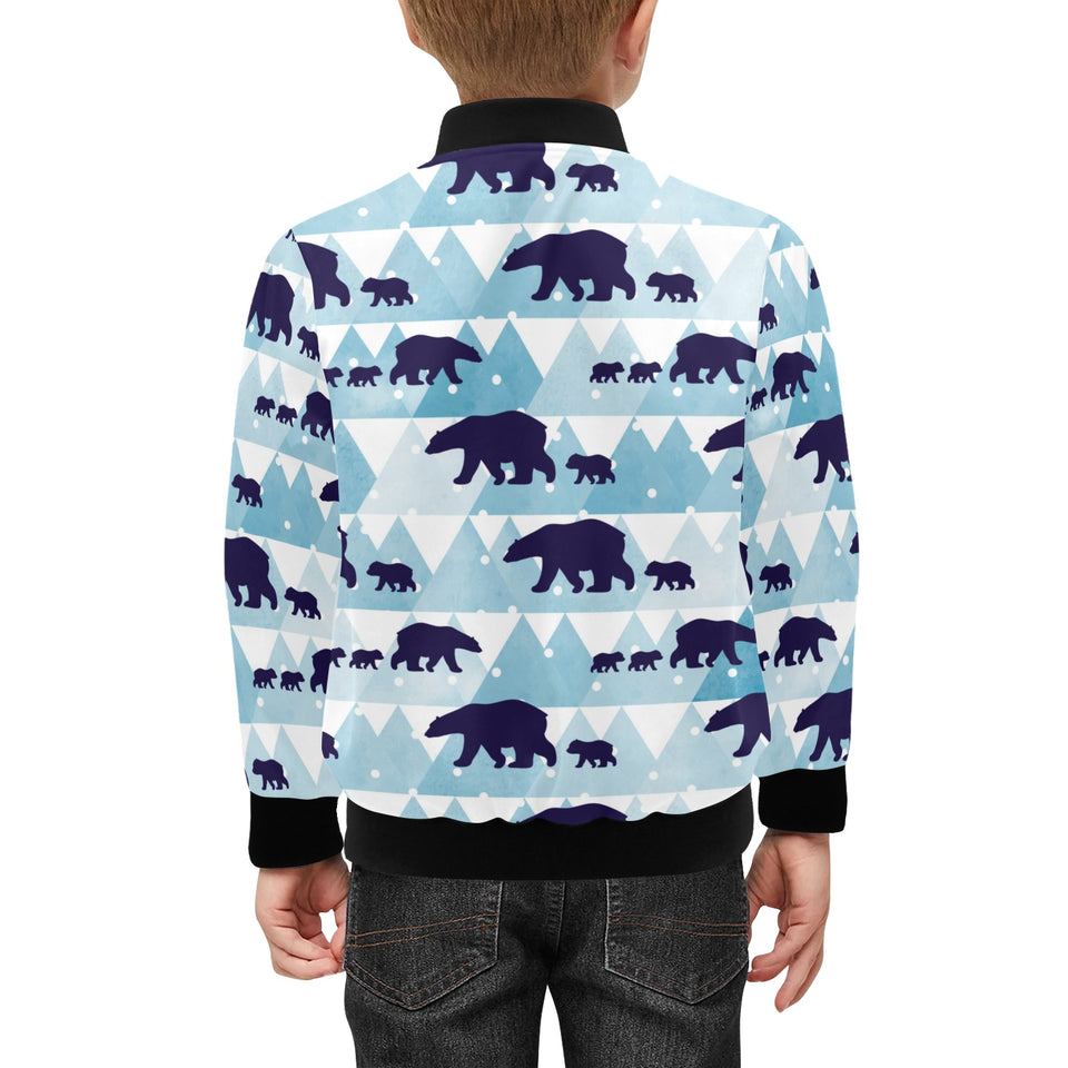 polar bear winter snow pattern Kids' Boys' Girls' Bomber Jacket