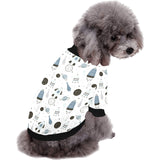 Hand drawn space elements space rocket star planet All Over Print Pet Dog Round Neck Fuzzy Shirt