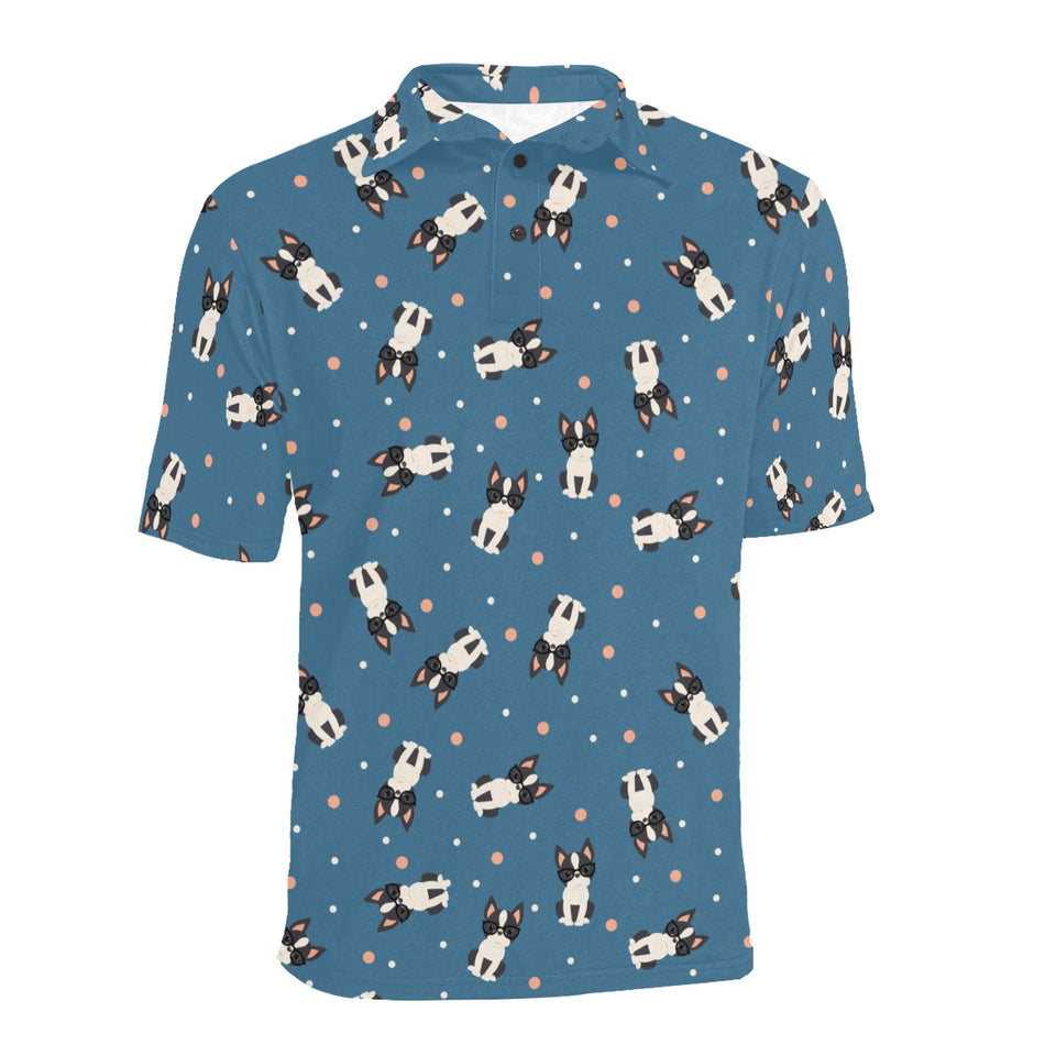 Cute boston terrier dog spattern Men's All Over Print Polo Shirt