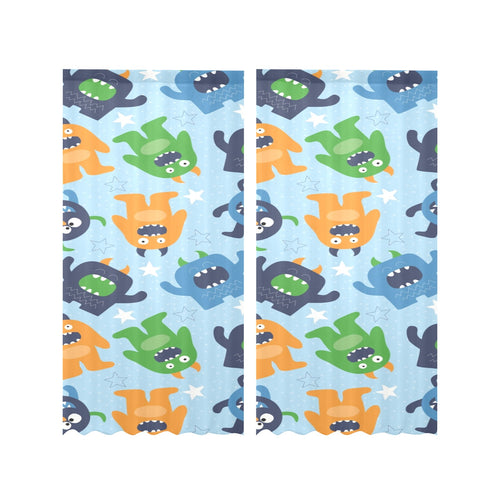 Alien Pattern Print Design 04 Gauze Curtain