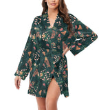 Snake forest pattern Women's Long Sleeve Belted Night Robe