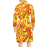 Fire flame design pattern Men's Long Sleeve Belted Night Robe