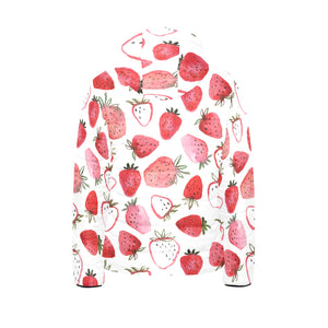 watercolor hand drawn beautiful strawberry pattern Kids' Boys' Girls' Padded Hooded Jacket