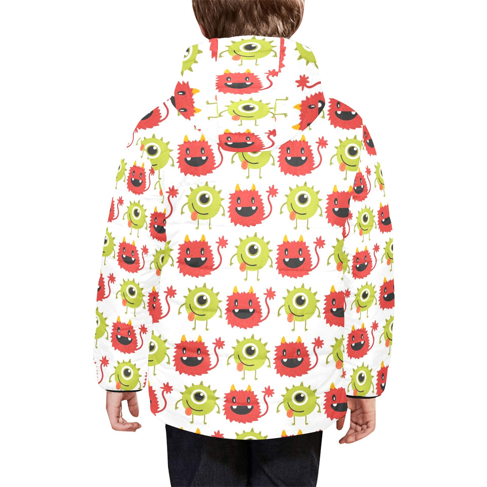 Alien Pattern Print Design 05 Kids' Boys' Girls' Padded Hooded Jacket