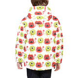 Alien Pattern Print Design 05 Kids' Boys' Girls' Padded Hooded Jacket