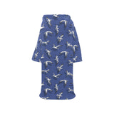 Seagull Pattern Print Design 03 Blanket Robe with Sleeves