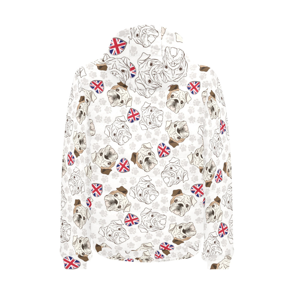English Bulldog Pattern Print Design 01 Men's Padded Hooded Jacket