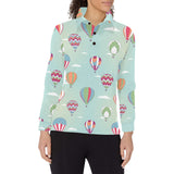 Hot Air Balloon design Pattern Women's Long Sleeve Polo Shirt