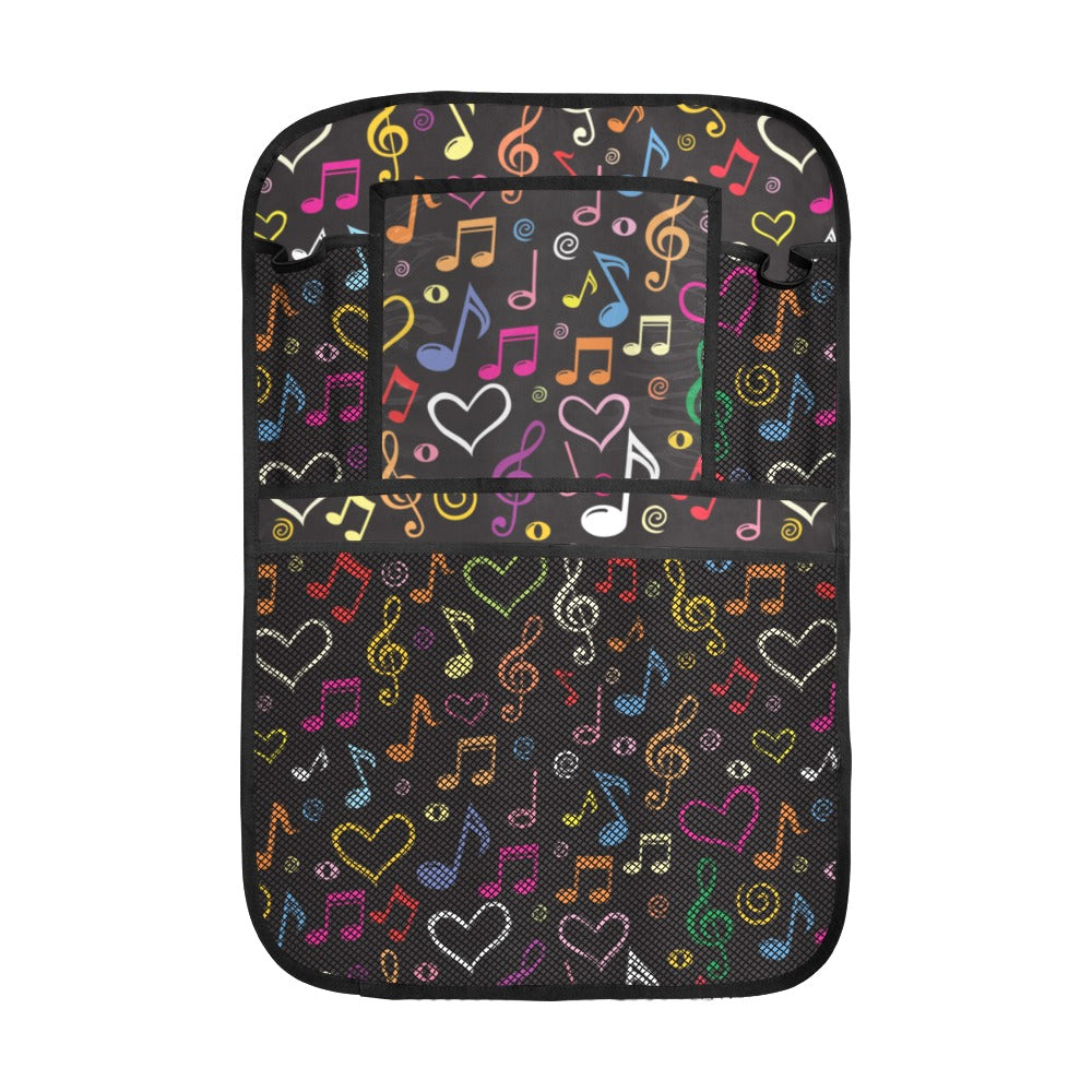 Music Notes Pattern Print Design 02 Car Seat Back Organizer