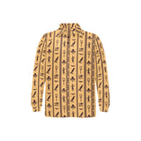 Egypt Hieroglyphics Pattern Print Design 02 Men's Long Sleeve Polo Shirt