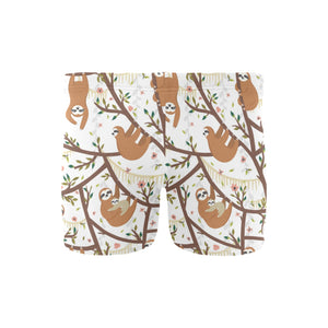 Sloths hanging on the tree pattern Men's Swimming Trunks