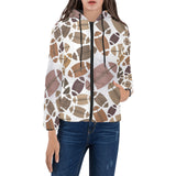 American football ball pattern Women's Padded Hooded Jacket