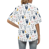 Cute sleeping sheep moon cloud pattern Women's All Over Print Hawaiian Shirt
