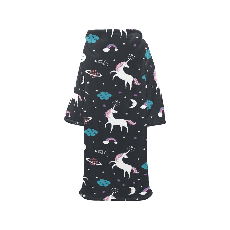unicorn rainbows moon clound star pattern Blanket Robe with Sleeves
