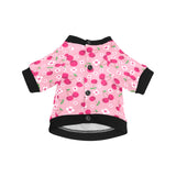 cherry flower pattern pink background All Over Print Pet Dog Round Neck Fuzzy Shirt
