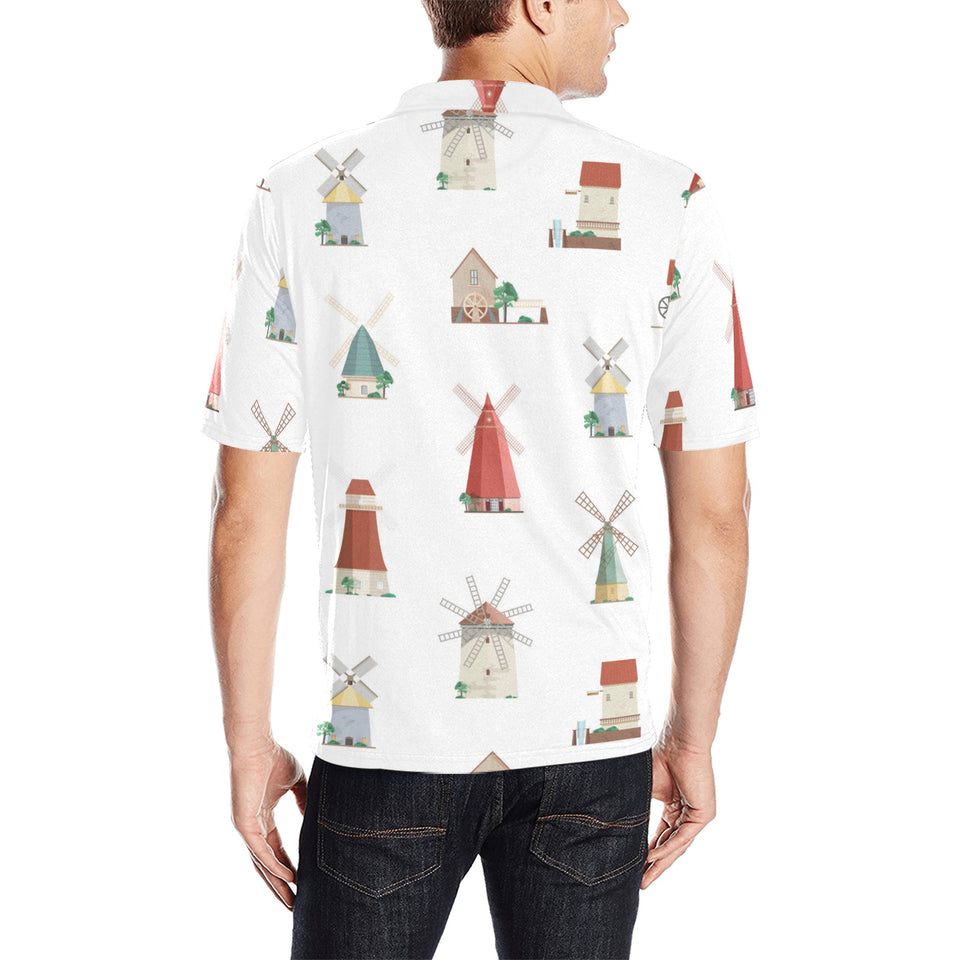 windmill design pattern Men's All Over Print Polo Shirt