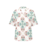 Square floral indian flower pattern Women's All Over Print Hawaiian Shirt
