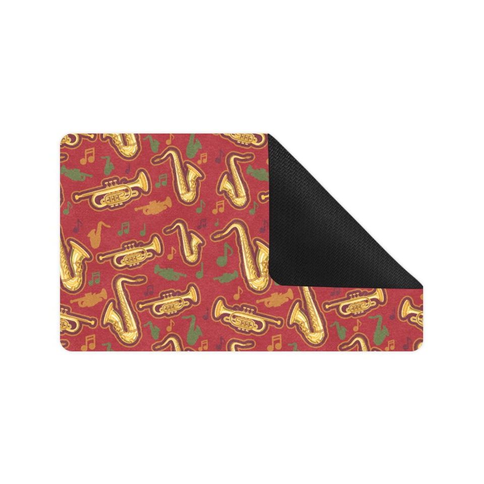 Saxophone cornet pattern red background Doormat