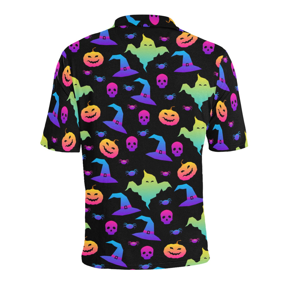 Colorful halloween background Men's All Over Print Polo Shirt