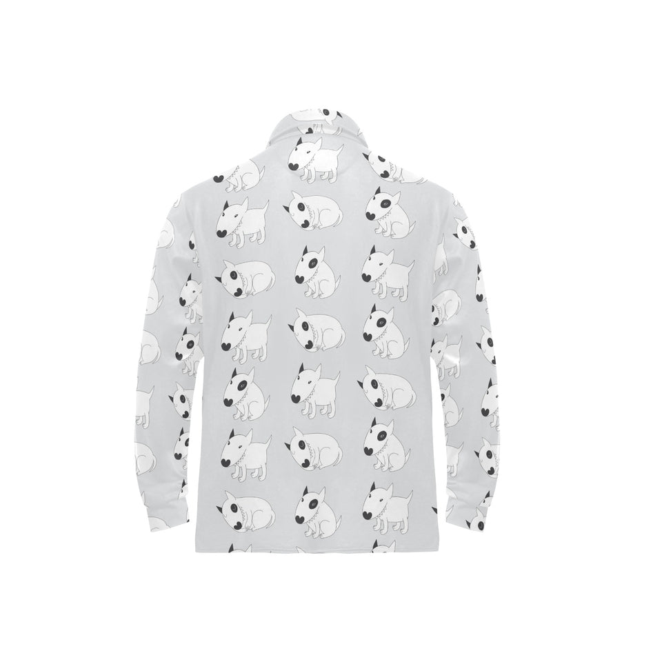 Bull Terrier Pattern Print Design 01 Men's Long Sleeve Polo Shirt