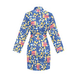 Popcorn Pattern Print Design 01 Women's Long Sleeve Belted Night Robe