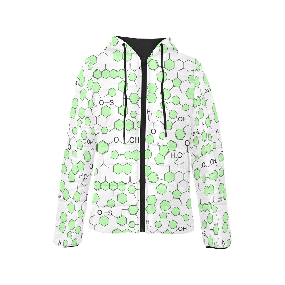Chemistry Periodic Table Pattern Print Design 03 Women's Padded Hooded Jacket