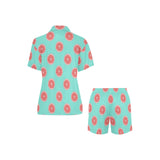 Grapefruit green background Women's V-Neck Short Pajama Set
