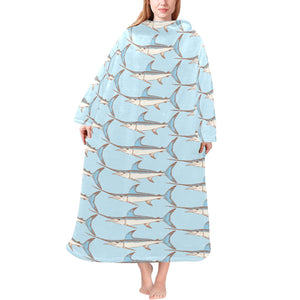 Swordfish Pattern Print Design 01 Blanket Robe with Sleeves