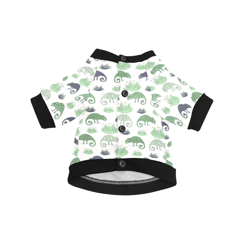 Chameleon lizard succulent plant pattern All Over Print Pet Dog Round Neck Fuzzy Shirt