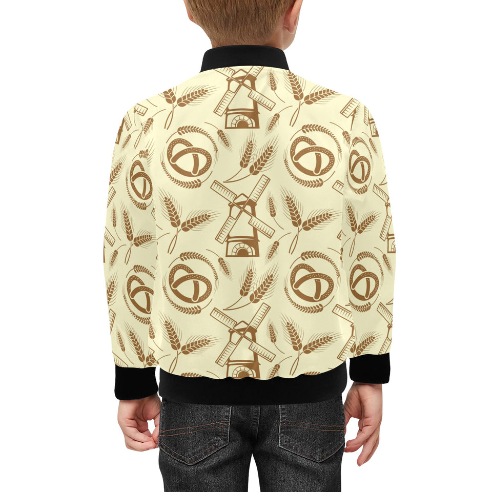 Windmill Wheat pattern Kids' Boys' Girls' Bomber Jacket