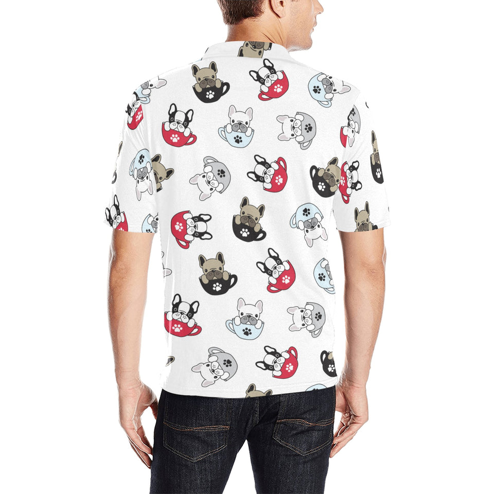 French bulldog cup paw pattern Men's All Over Print Polo Shirt
