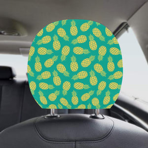 Pineapples pattern green background Car Headrest Cover